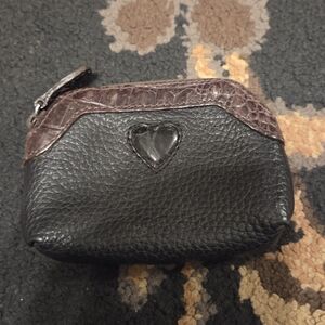 Vtg Brighton Black and Brown Leather Women's Small Coin Bag